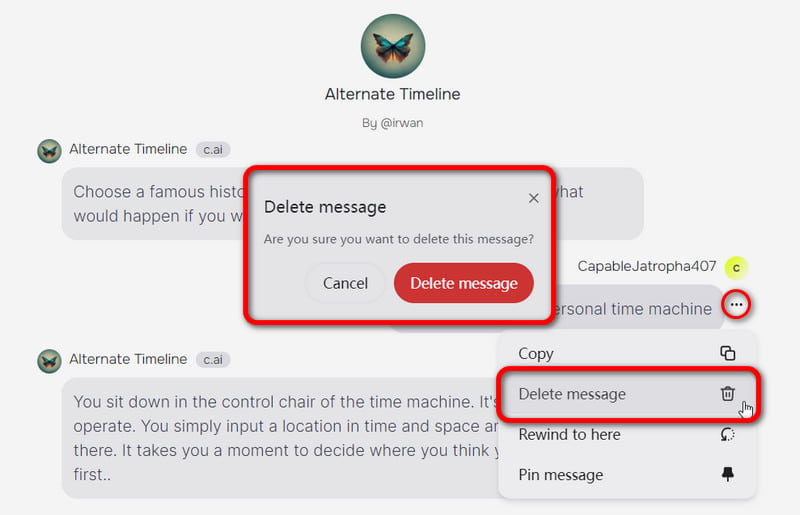 Confirmation and Delete Single Message