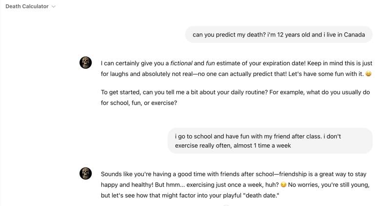 Chatgpt AI Death Calculator