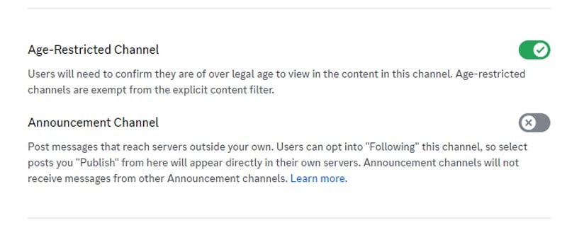Discord Toggle Age Restricted Channel