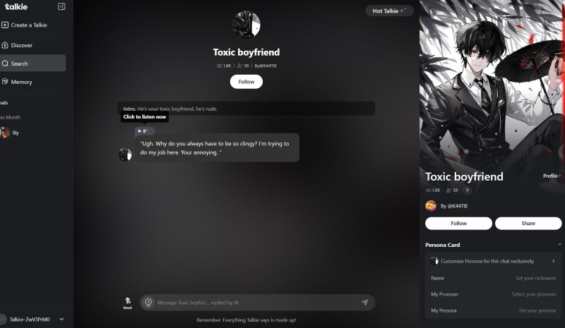 Talkie Toxic Boyfriend