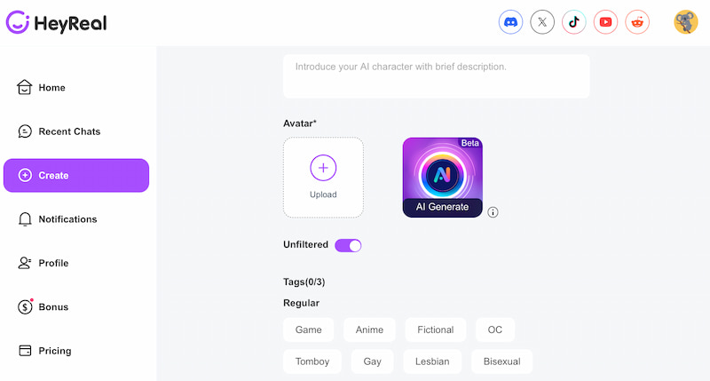 Heyreal AI Create