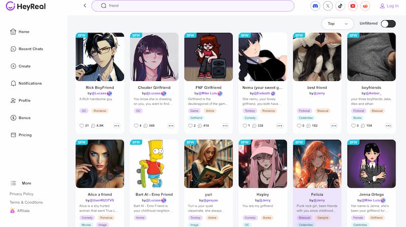 Heyreal AI Friend App