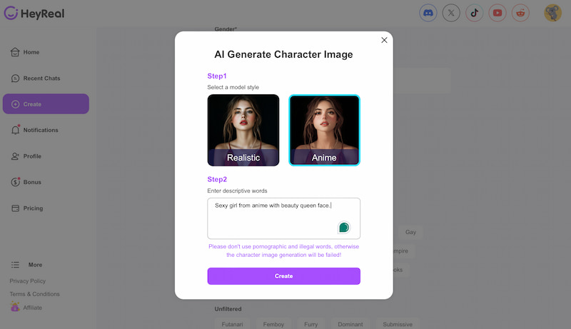 Heyreal Ai Chat Character