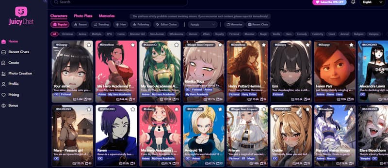 Jucychat AI Boy Chat Website